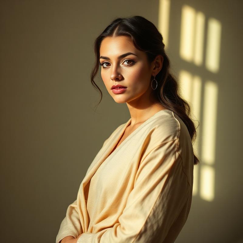Studio portrait in linen